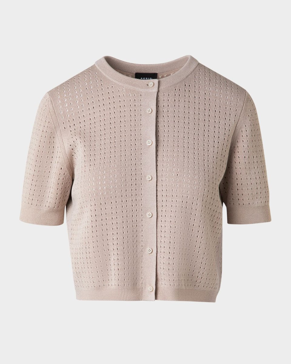 Crop Ajoure Knit Cardigan